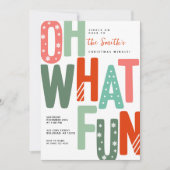 おお、なんて楽しいレトロカラフルなクリスマスホリデー 招待状 (正面)