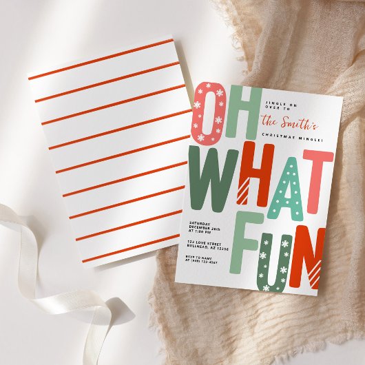 おお、なんて楽しいレトロカラフルなクリスマスホリデー 招待状