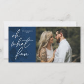 おお、なんて楽しい明るいクリスマスブルーのホリデーカード シーズンカード (正面)