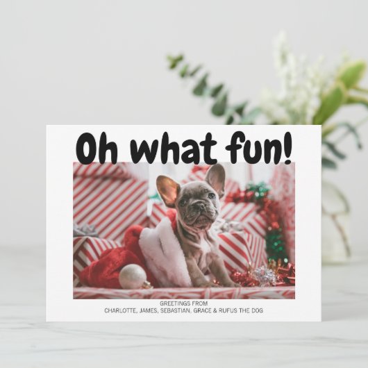 おお、なんて楽しい ボールドタイプのチェック柄 クリスマスカード (スタンド正面)