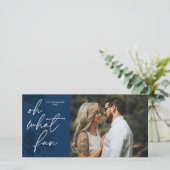 おお、なんて楽しい！明るいクリスマス ブルー ホリデー カード (スタンド正面)