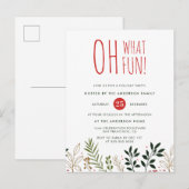 おお、なんて楽しい！植物のホリデーパーティー招待状 インビテーションポストカード (正面/裏面)