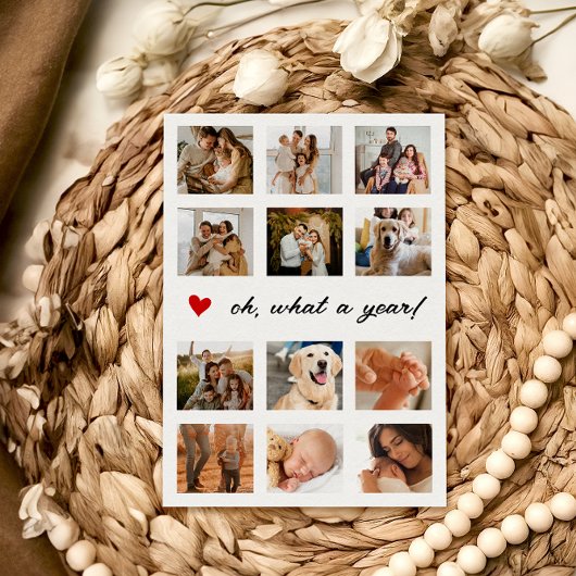 おお、なんて1年!家族の写真コラージュ、心からの シーズンカード