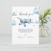おお！アドベンチャー待ち飛行機ボーイベビーシャワー サンキューカード (スタンド正面)