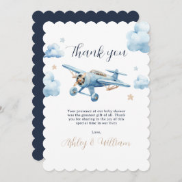 おお！アドベンチャー待ち飛行機ボーイベビーシャワー サンキューカード