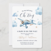 おお！アドベンチャー待ち飛行機ボーイベビーシャワー 招待状 (正面)