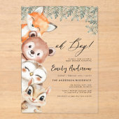 おお！ウッドランド動物の赤ちゃんシャワー アクリル招待状 (正面)