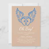 おお！エンジェルウィングス少年のための赤ちゃんシャワー 招待状 (正面)