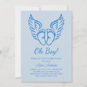 おお!エンジェルウィングス少年のための赤ちゃんシャワー 招待状 (正面)