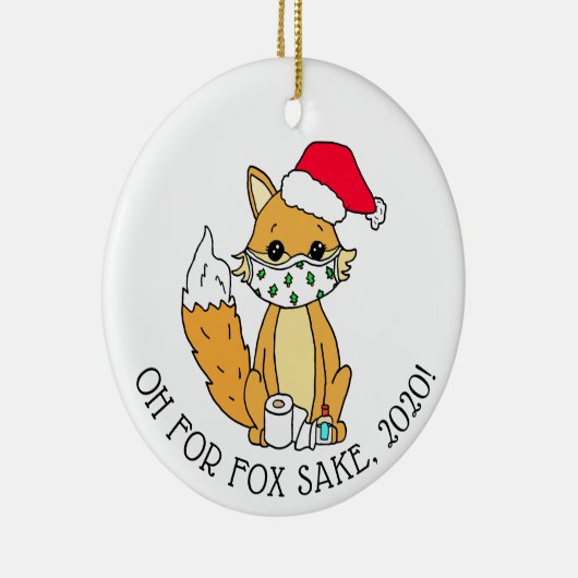 おお~キツネのために2020おもしろい年おめでとう セラミックオーナメント (右)