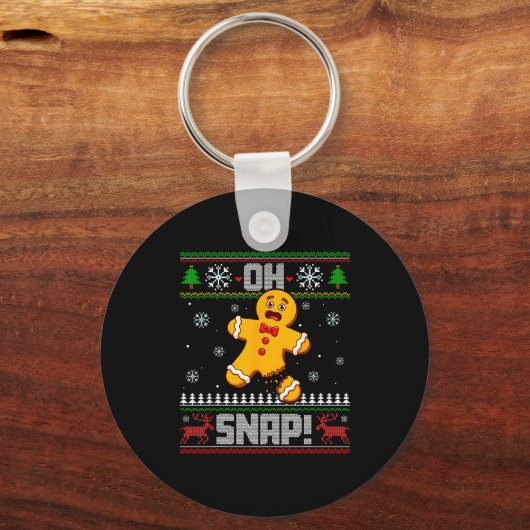 おお、ギザギザマンがクリスマスにクッキーを焼く最低の服を着ている キーホルダー (正面)
