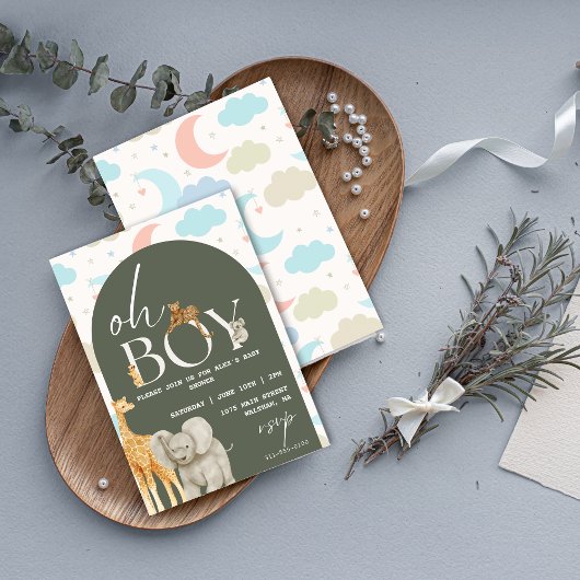 おお！サファリアニマルズベビーシャワー招待状 招待状