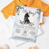 おお！ジャーマンシェパードアップ水の色ベビーシャワー 招待状