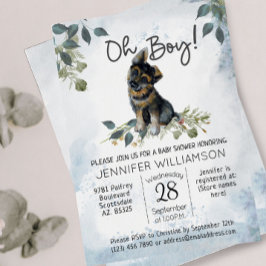 おお！ジャーマンシェパードアップ水の色ベビーシャワー 招待状