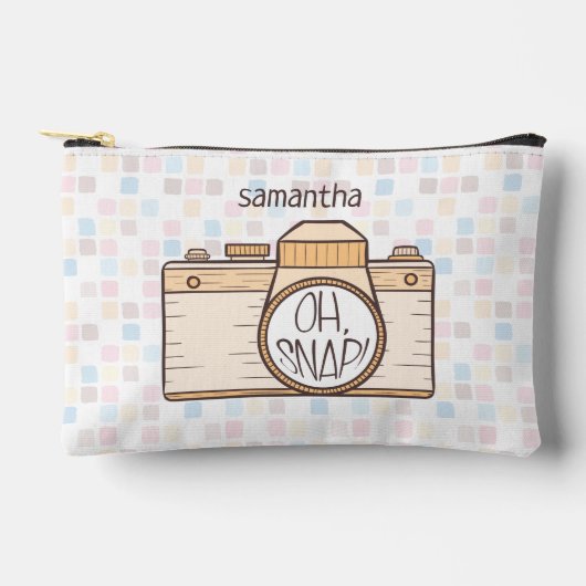 おお、スナップ！イエローパステルカメラ アクセサリーポーチ (正面)