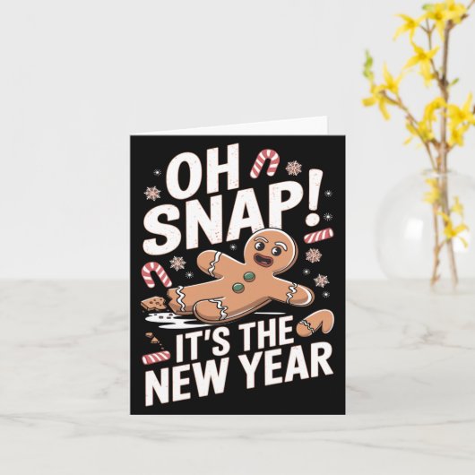 おお、スナップ！ニューイヤージングルブレッドマン クリスマス カード (黄色い花)