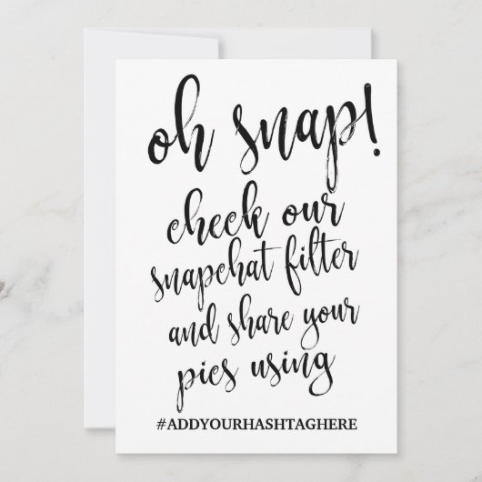 おお！スナップ ハッシュタグ お手頃な 5x7 サイン 招待状 (正面)