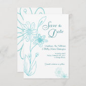 おお、ダイジー シンプルアクアブルー Save the Date 招待状 (正面/裏面)