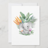 おお!トロピカルグレーベビーゾウ赤ちゃんシャワー 招待状 (裏面)