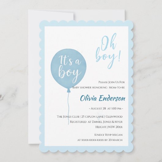 おお！バルーン赤ちゃんがお披露目の招待状よ 招待状 (正面)