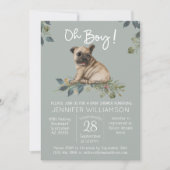 おお！パグ子犬の赤ちゃんシャワー 招待状 (正面)