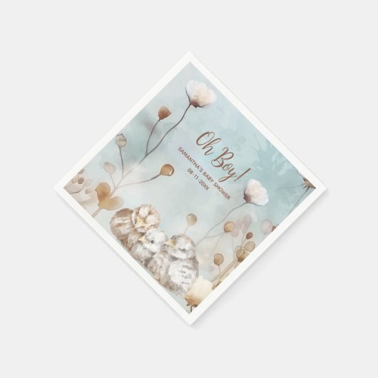 おお!ブルーウォーター色の赤ちゃんシャワー スタンダードカクテルナプキン (角)