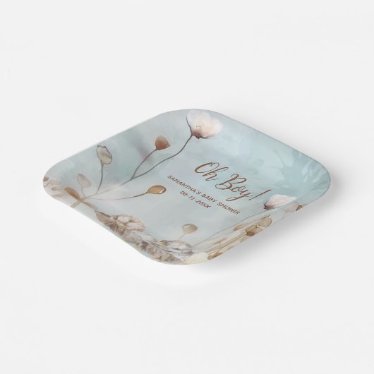 おお！ブルーウォーター色の赤ちゃんシャワー ペーパープレート (傾斜あり)