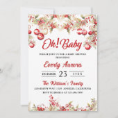 おお！ベイビークリスマス フローラル ベイビーシャワー 招待状 (正面)