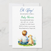 おお!ベビーと彼の犬の赤ちゃんシャワー 招待状 (正面)