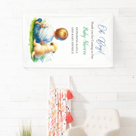 おお!ベビーと彼の犬の赤ちゃんシャワー 横断幕 (インサイチュ)