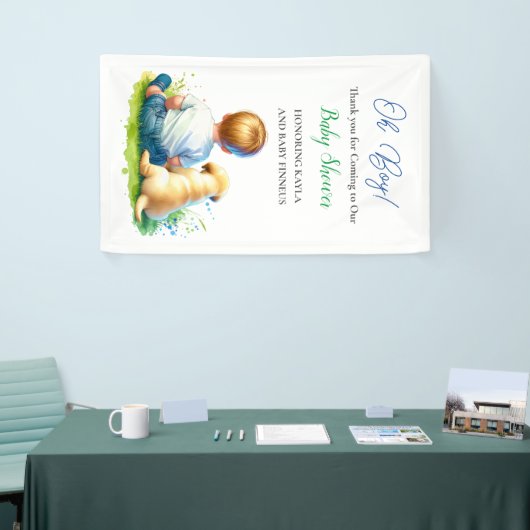 おお!ベビーと彼の犬の赤ちゃんシャワー 横断幕 (トレードショー)