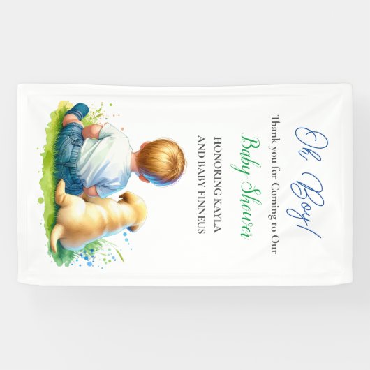 おお!ベビーと彼の犬の赤ちゃんシャワー 横断幕 (横)