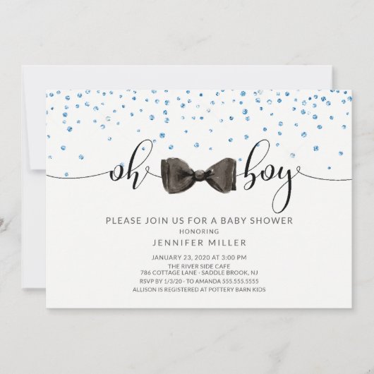 おお!ボウタイボーイズボーイズベビーシャワー 招待状 (正面)