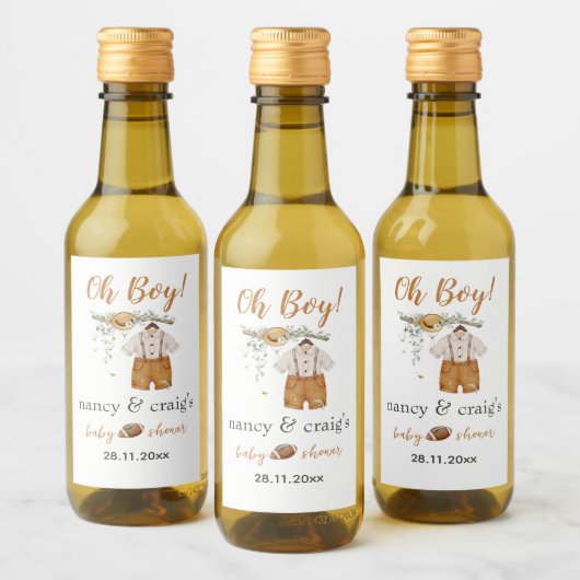 おお！ボホサッカーの水の色ベビーシャワーミニ ワインラベル (ボトル)