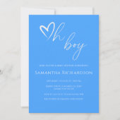 おお！ミニマルシンプルリストブルーボーイベビーシャワー 招待状 (正面)