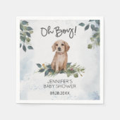 おお！レトリエバーパピーウォーターカラーベビーシャワー スタンダードカクテルナプキン (正面)