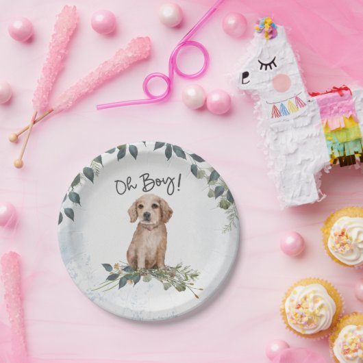 おお！レトリエバーパピー水の色の犬の赤ちゃんシャワー ペーパープレート (パーティー)