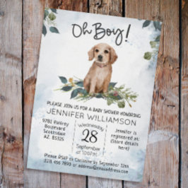 おお！レトリエバーパピー水の色の犬の赤ちゃんシャワー 招待状