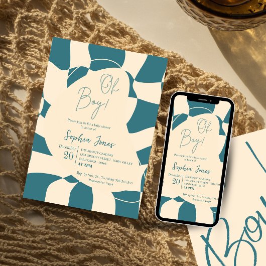 おお！レトロ市松模様に |ギンガム |赤ちゃんシャワー 招待状