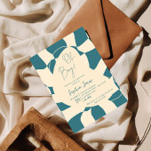 おお！レトロ市松模様に |ギンガム |赤ちゃんシャワー 招待状