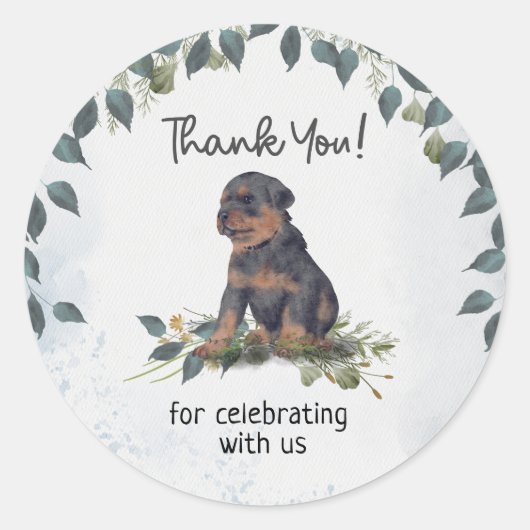 おお!ロットワイラー子犬ありがとう ラウンドシール (正面)