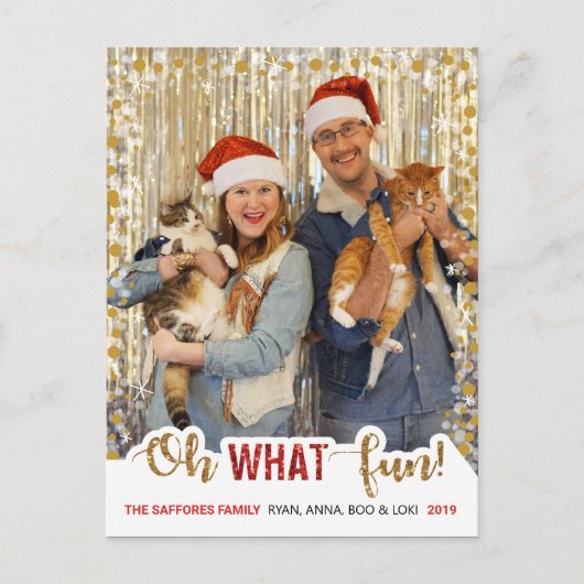 おお～何おもしろい家族クリスマス写真はがき シーズンポストカード (正面)