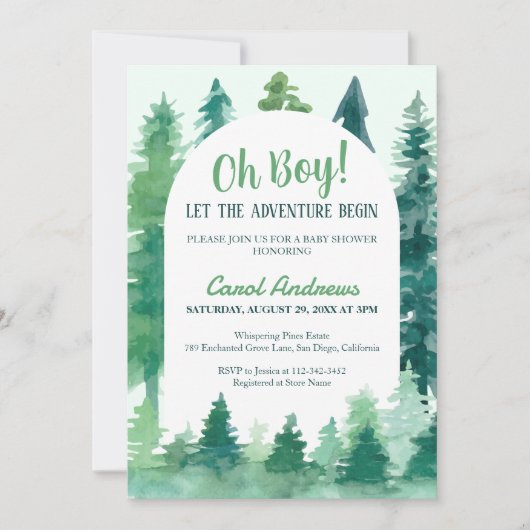 おお!冒険から赤ちゃんシャワーを浴びる 招待状 (正面)