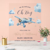 おお！冒険が待っている飛行機の少年ベイビーシャワー アクリルサイン (ウェディング)