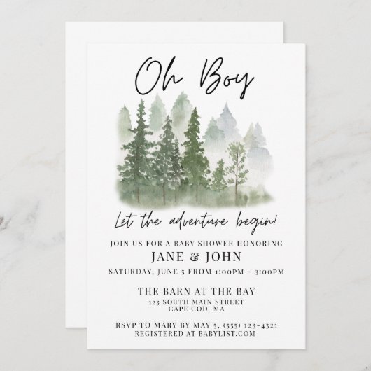 「おお、冒険を始めよう」赤ちゃんシャワー 招待状 (正面/裏面)