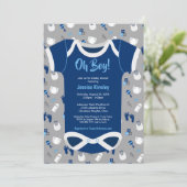 おお、坊や!ボディースーツのベビー服シャワーの招待 招待状 (スタンド正面)