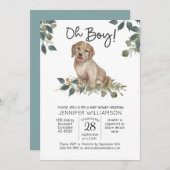 おお!子犬のモダン水彩犬の赤ちゃんシャワー 招待状 (正面/裏面)