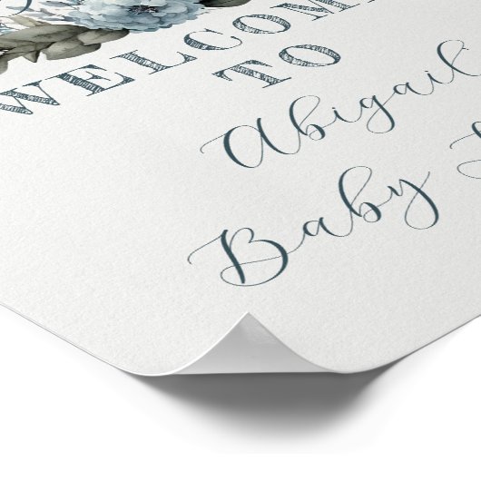 おお、少年よ、ウサギ、青い花のベイビーシャワーだなんて ポスター (角)