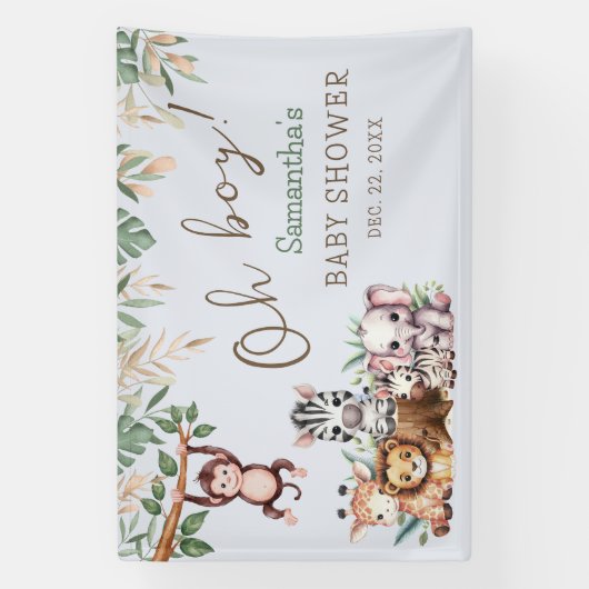 おお!少年ジャングルサファリ ベイビーシャワーバナー 横断幕 (縦)