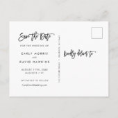 おお!手書きおもしろいブラシスクリプト日付の保存 案内ポストカード (裏面)